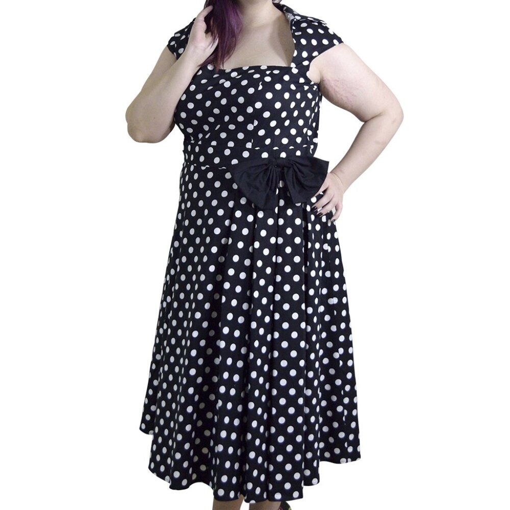 Plus size 20 and 28 Black and White Polka Dot Fit and Flare Party dress